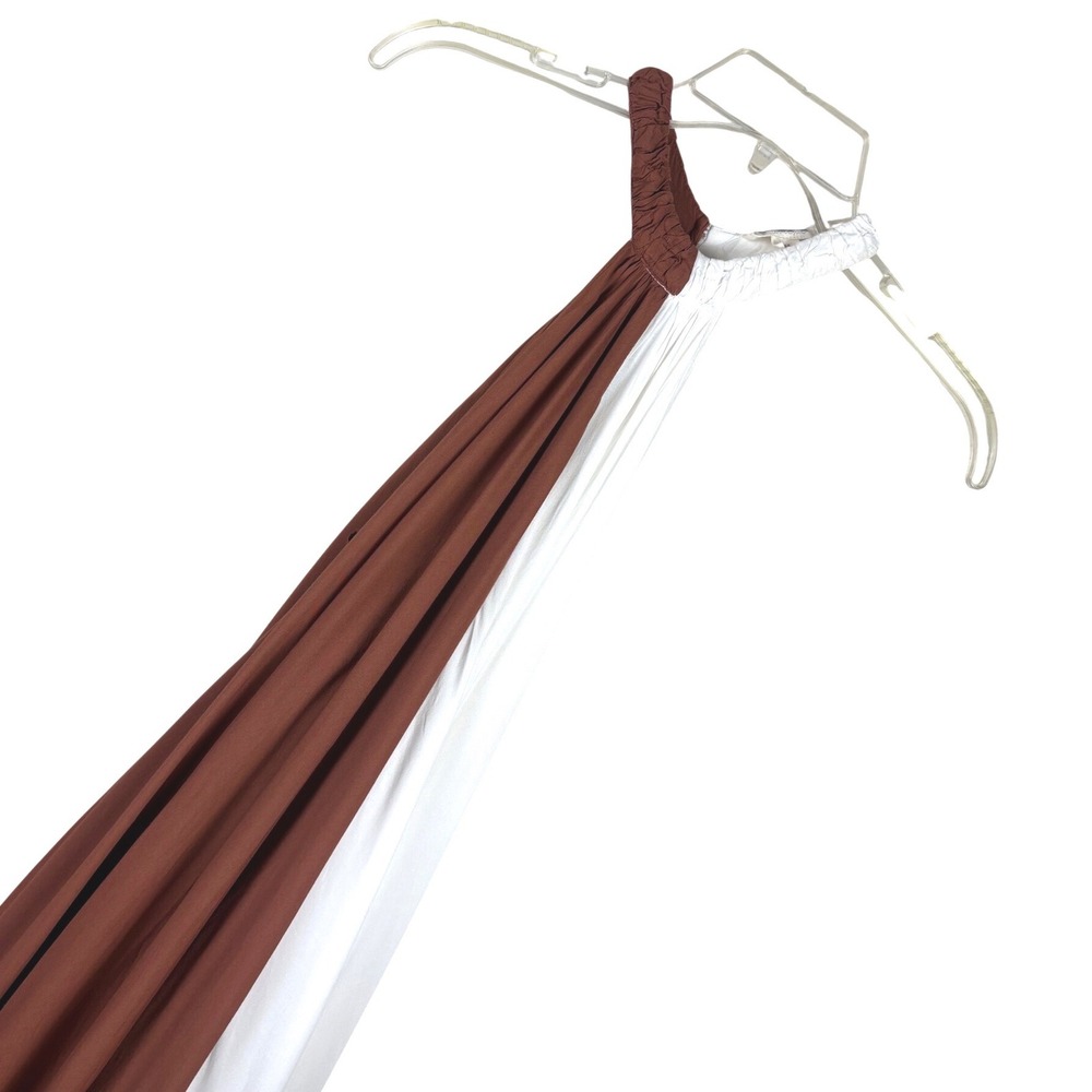 Let Me Be Colorblock Two Tone Halter Maxi Dress Brown Cream XS - Picture 7 of 12